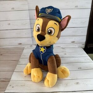 Paw Patrol Chase Plush Stuffed Animal Toy Dog 16" Brown Blue Hat Backpack Outfit